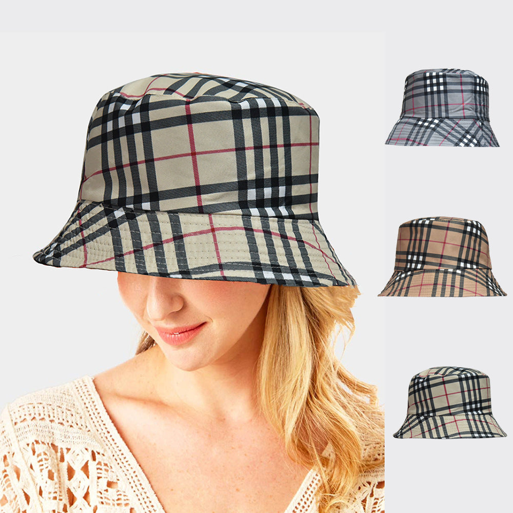 Wholesale Check stripe sun hat reversible